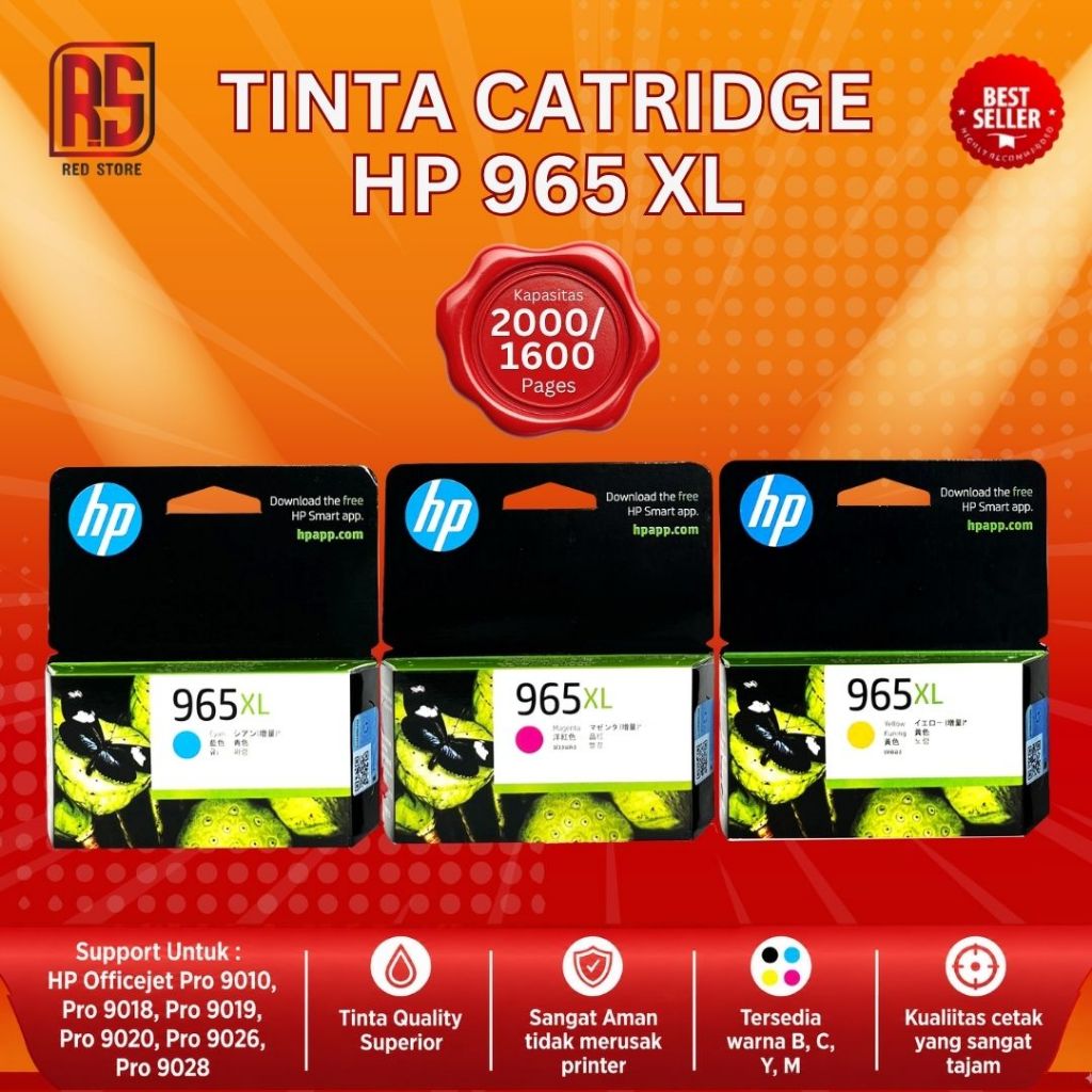 Cartridge HP 965XL Untuk Tipe Printer HP OfficeJet Pro 9010 9020 9025 9013 9016 9023