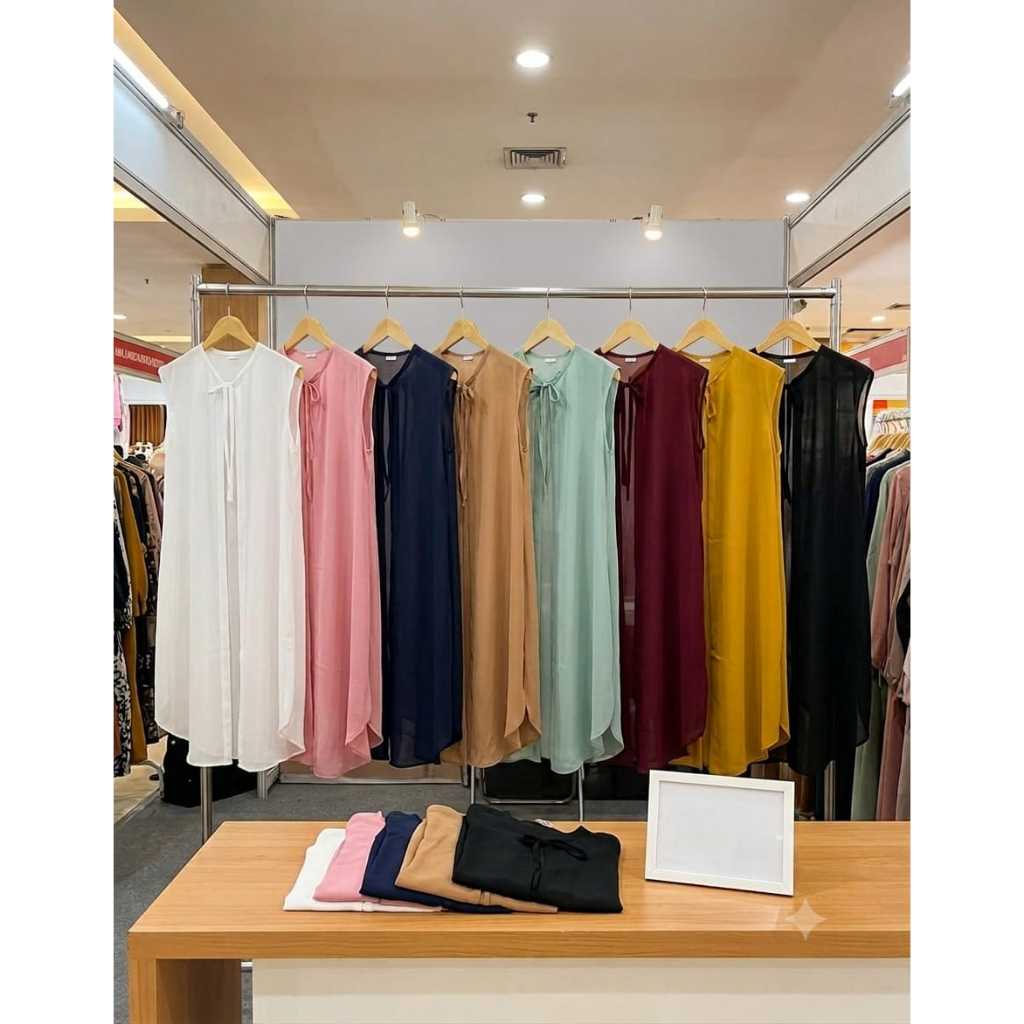 Cardigan Tali Belah Samping - Outer Ceruty Babydoll - Tanpa lengan - Rompi - long outer - Kanaya tre