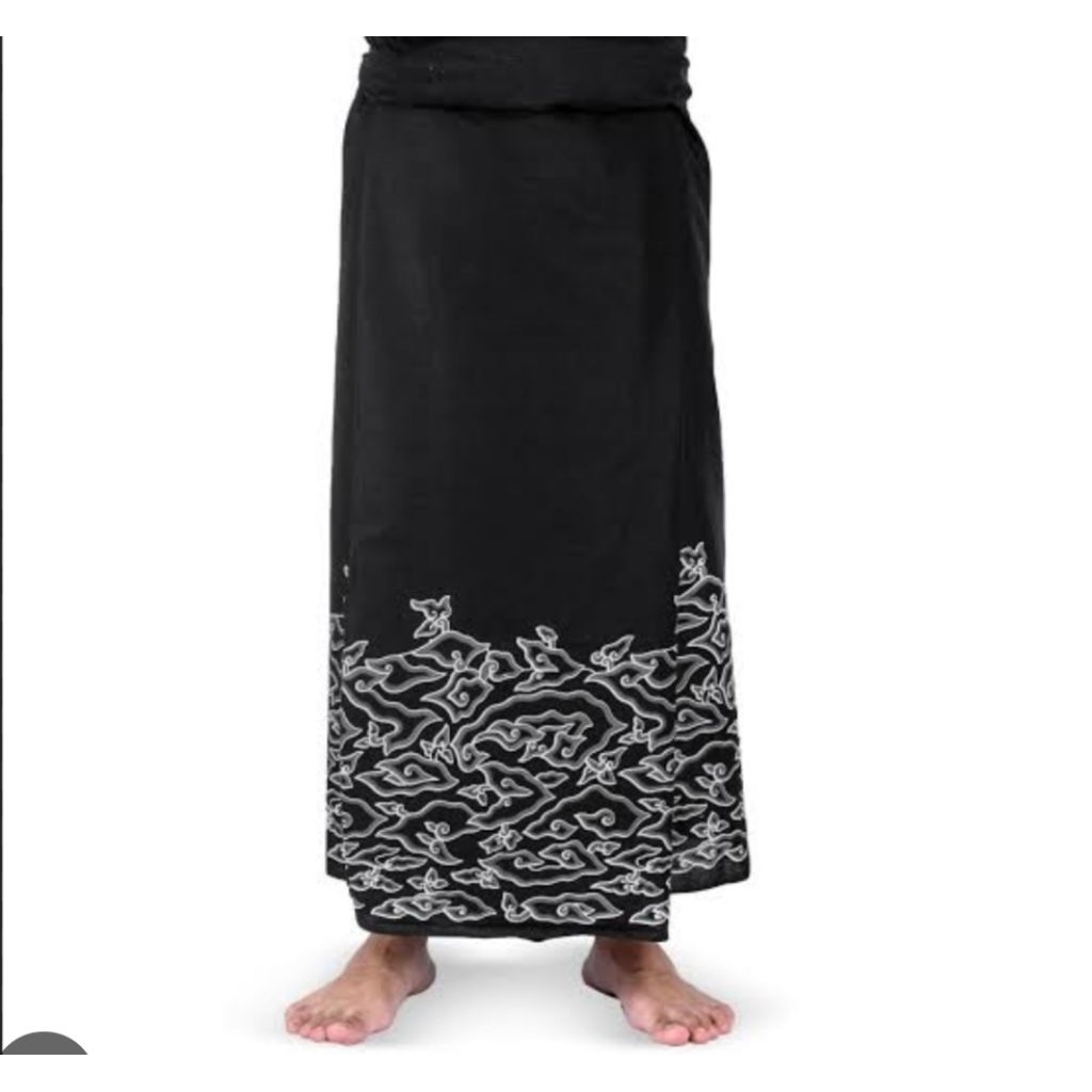 Sarung Pria Hitam Putih Polos Batik