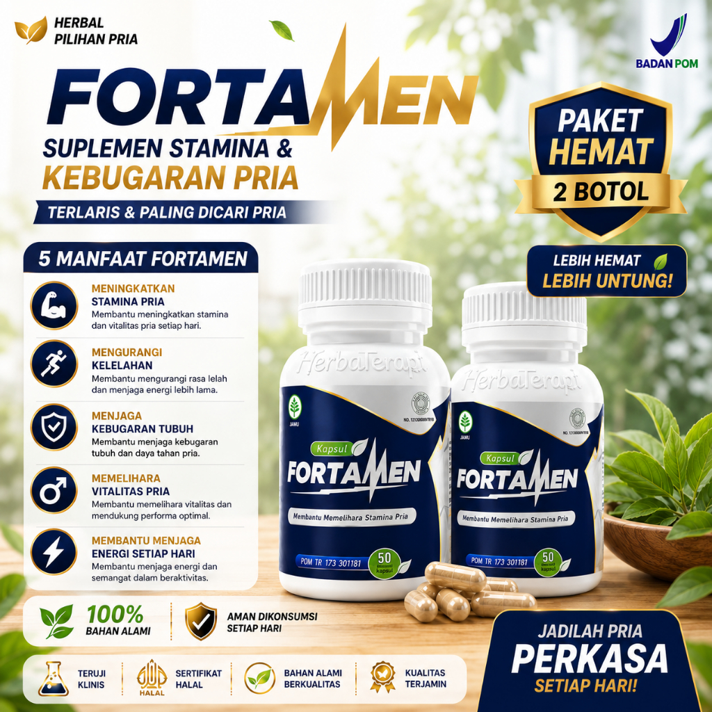 Fortamen Paket 2 Botol Herbal Kebugaran Pria Jaga Energi Tetap Optimal