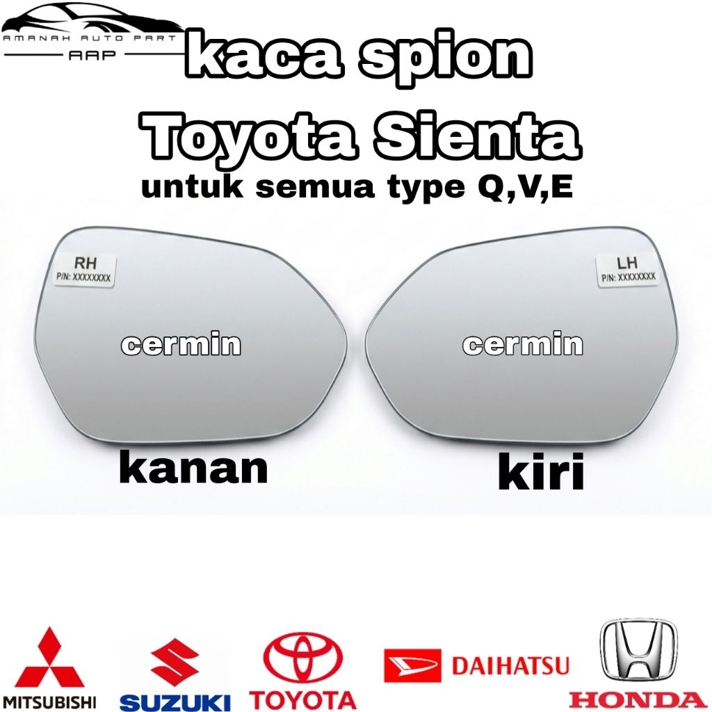 kaca spion Sienta type Q V E kaca spion Toyota Sienta kaca spion Sienta kaca saja