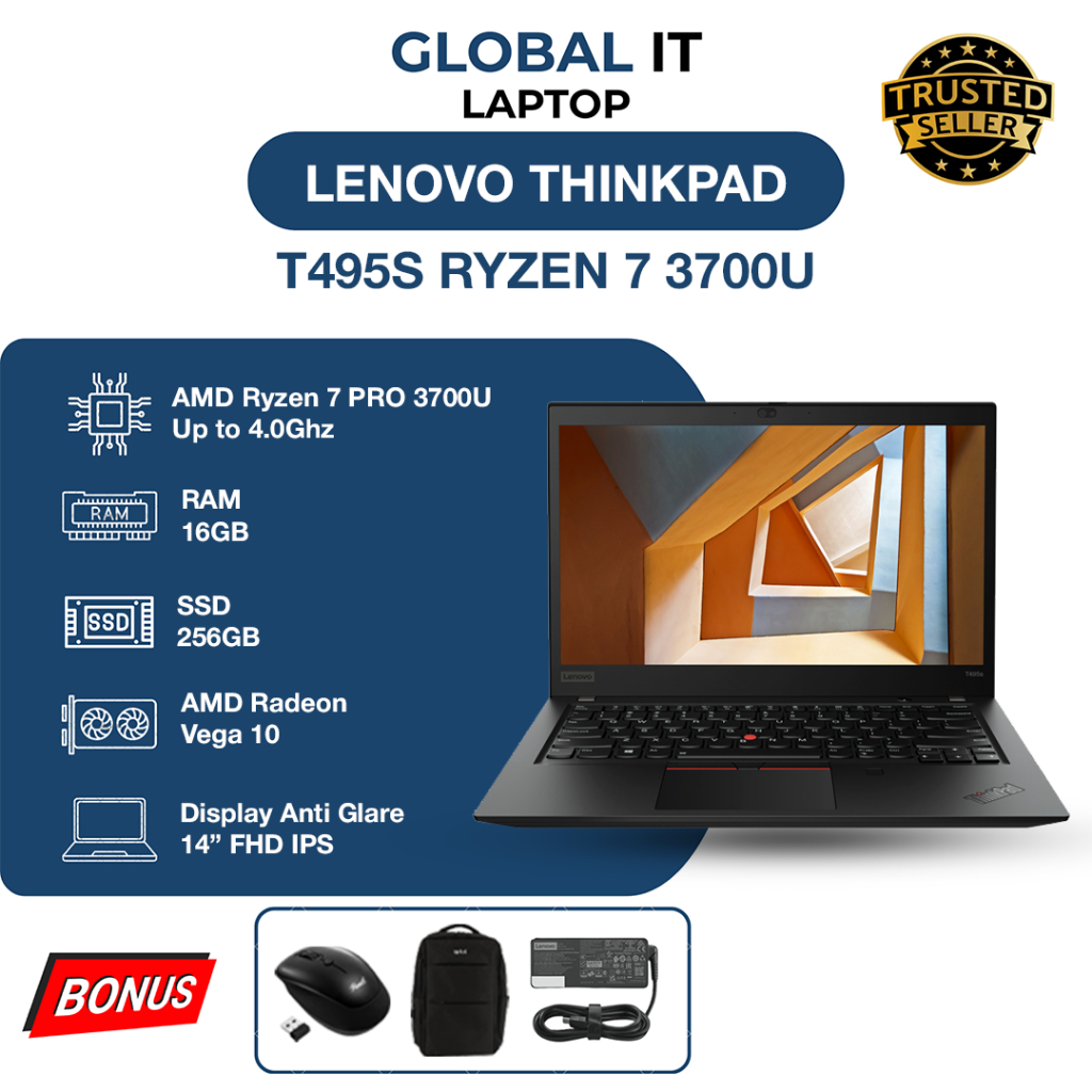 THINKPAD T495S RYZEN 7 3700U RAM 16GB SSD 256GB