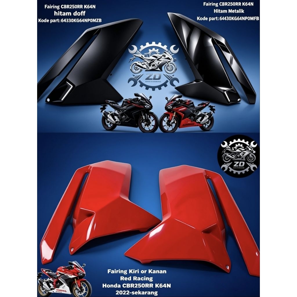 FAIRING L or R CBR250RR TEBENG SAYAP CBR 250RR K64N BODY DEPAN SAMPING CBR 250RR KIRI KANAN 64302K64