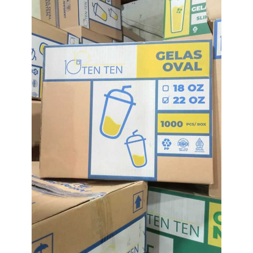 1DUS (1000PCS)  TENTEN CUP PLASTIK OVAL / GELAS PLASTIK OVAL 12OZ/14OZ/16OZ/18OZ/22OZ