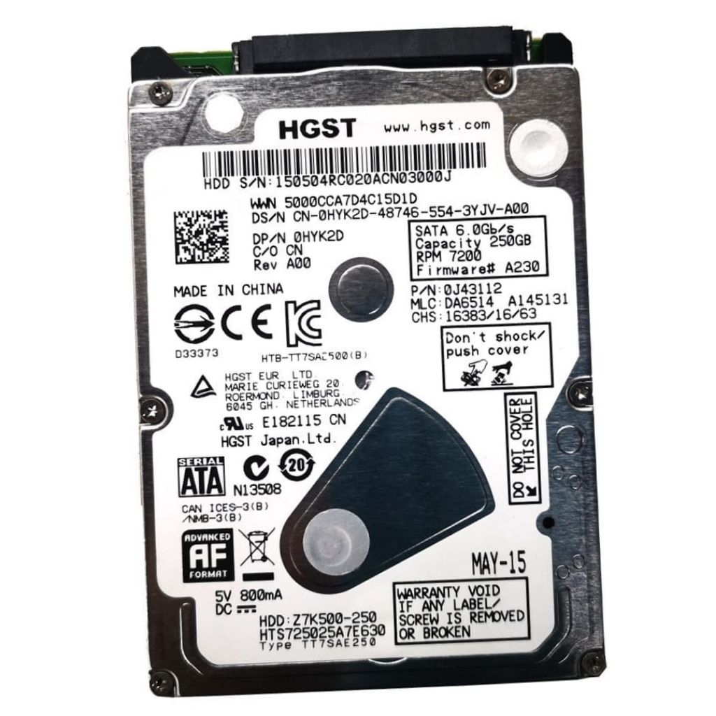 Hardisk Internal Hgst Jbm 6.0gb/s 250gb 7200rpm Untuk Laptop