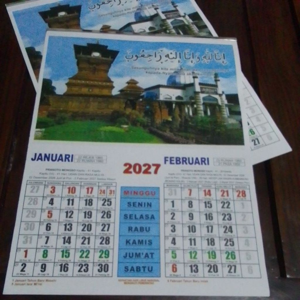 Kalender Wukon Kecil Tahun 2027 Isi 6 Lembar Lengkap Pranata Mangsa dan Hari Pasaran