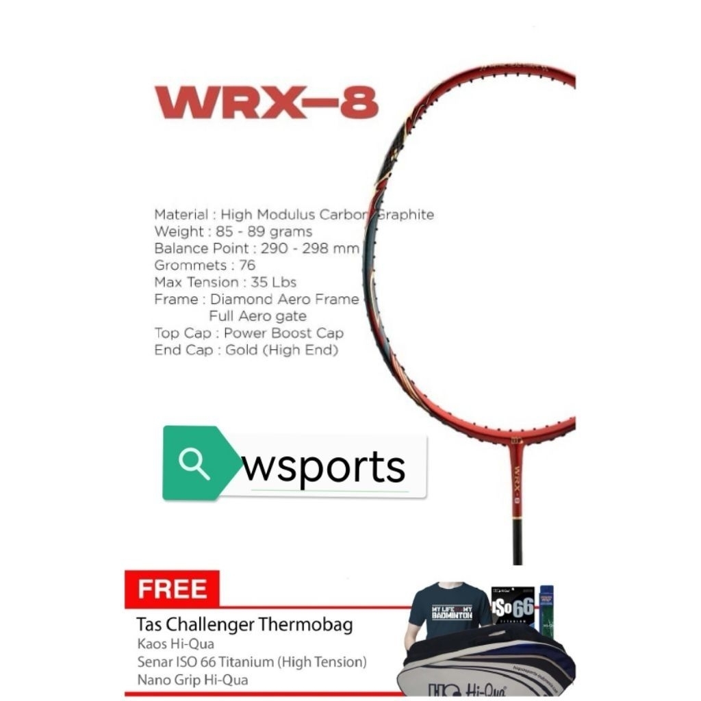 Raket Badminton HiQua HQ WRX 8 Original