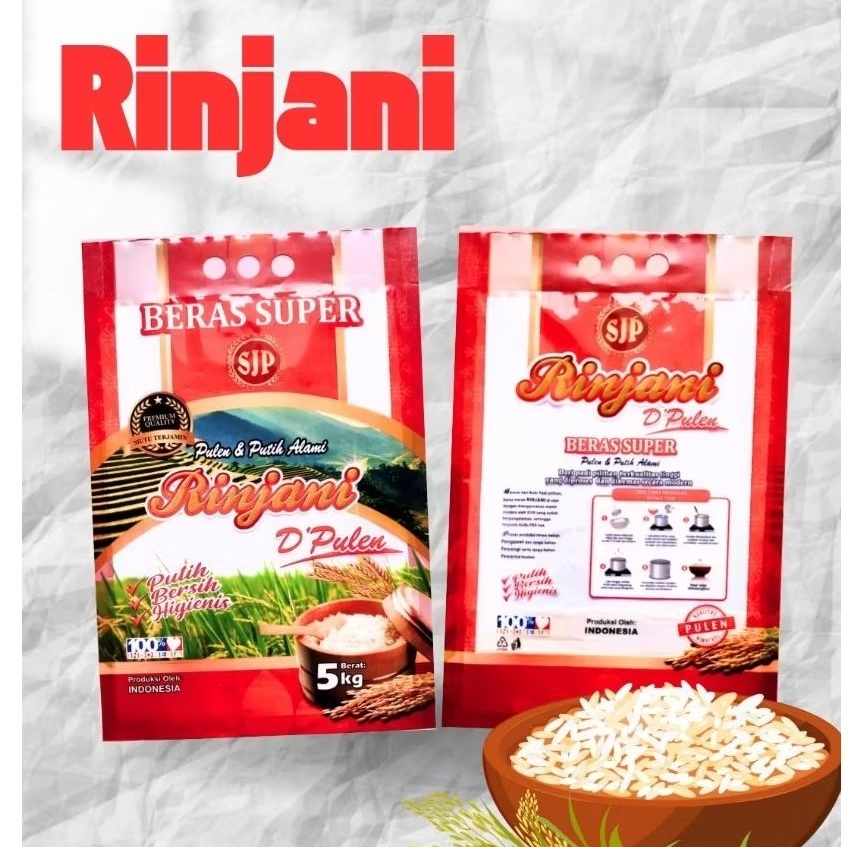 Plastik kemasan beras 5kg Rinjani 100pcs, plastik beras 5kg rinjani 100 pcs