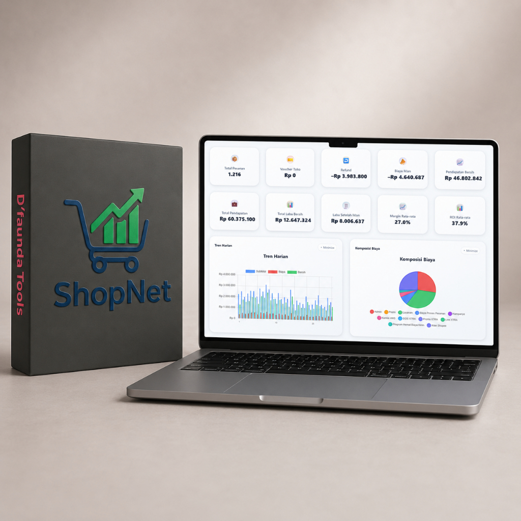 ShopNet – Aplikasi Analisis Laporan Shopee, Hitung Laba Bersih, HPP, Biaya & Profit Otomatis