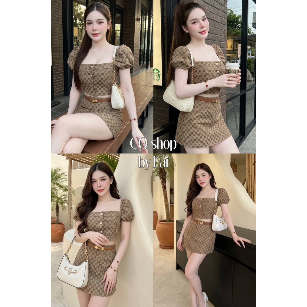 STELAN ROK MINI CORAK CROP BERLENGAN/ STELAN ROK MINI CASUAL