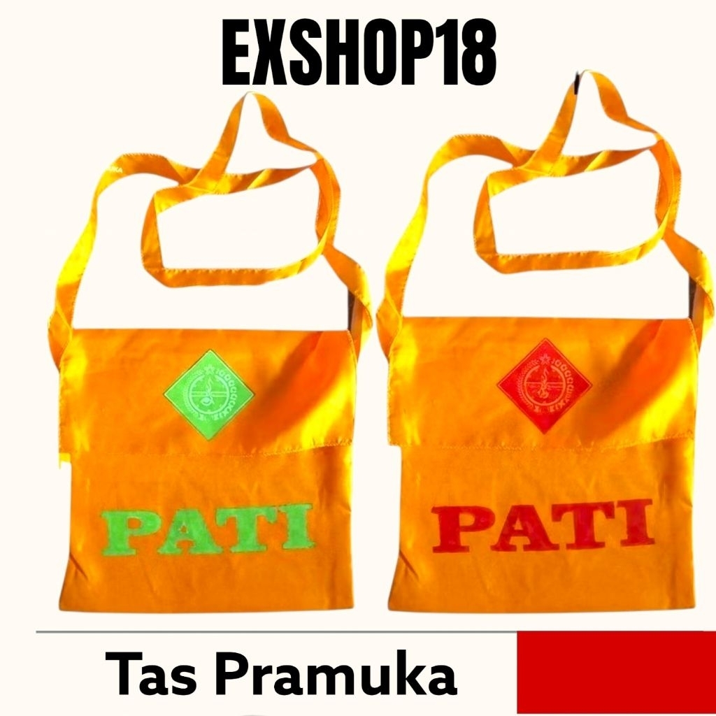 Tas Slempang Pramuka PATI Hijau Merah / Tas Sandang Pramuka PATI Logo Sablon