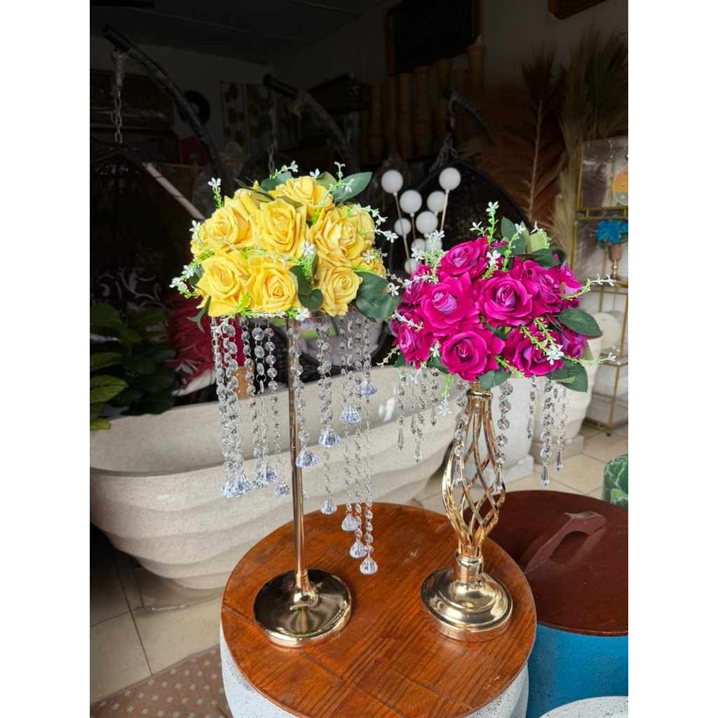 Bunga Mawar Baldu Premium Pot Ulir Juntai Kristal | Bunga Hias | Bunga Mawar | Mawar Baldu | Bunga M