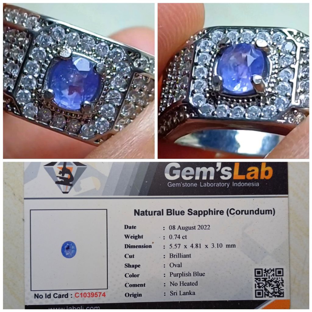 Blue Sapphire Srilanka no heat Memo GLI