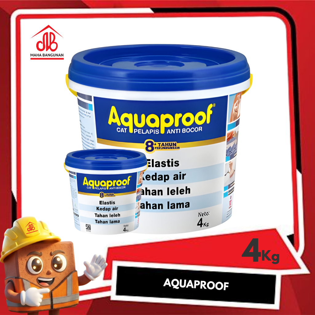 AQUAPROOF CAT PELAPIS ANTI BOCOR HITAM 021 GALON 4 KG