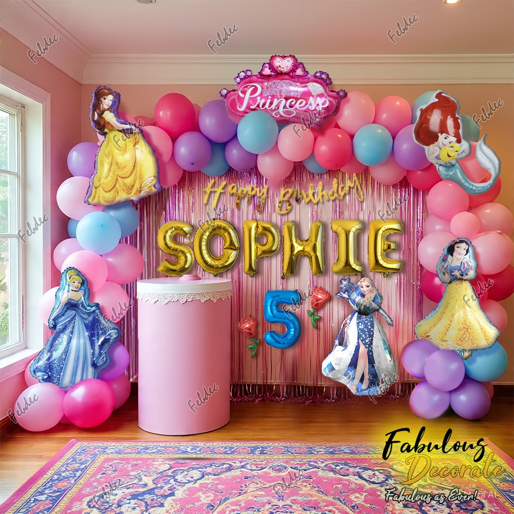 Fabulous Decorate Set Dekorasi Ulang Tahun tema Disney Princess / Ultah Tema Frozen / Birthday Princ