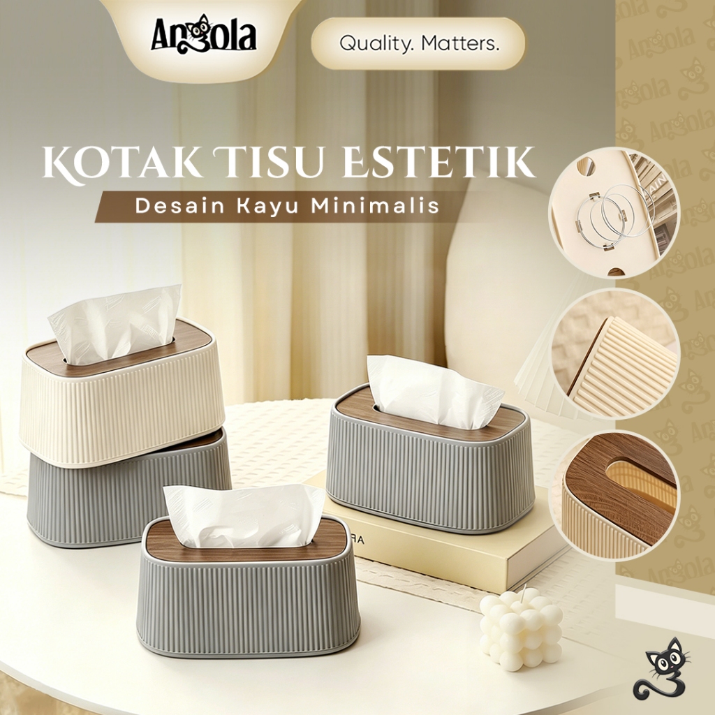 ANGOLA Tempat Tisu Aesthetic D81A Wadah Tisu / Kotak Tissue Estetik Ruang Tamu