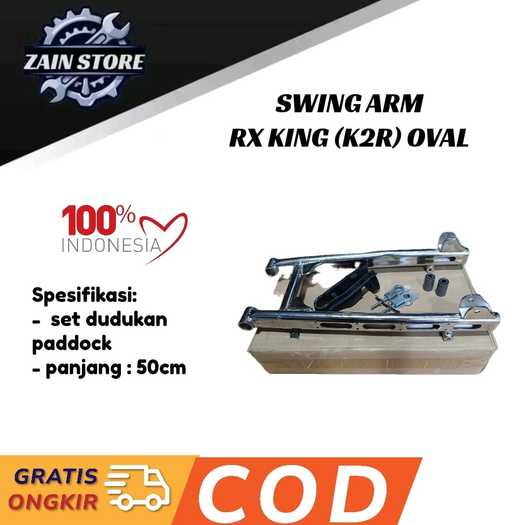 RX-KING Swing Arm Set Dudukan Paddock K2R Oval Coak 50cm Chrome Fullset Best Seller COD Gratis Ongki