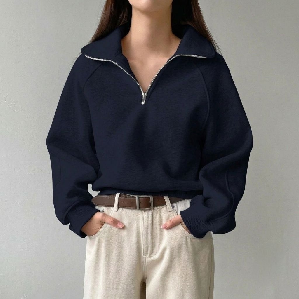 Jaketin Aja - Half Zip Big Size ( S - XXXXXXL 6XL ) POLOS BASIC Jaket Sweater Korean Ulzzang Style J