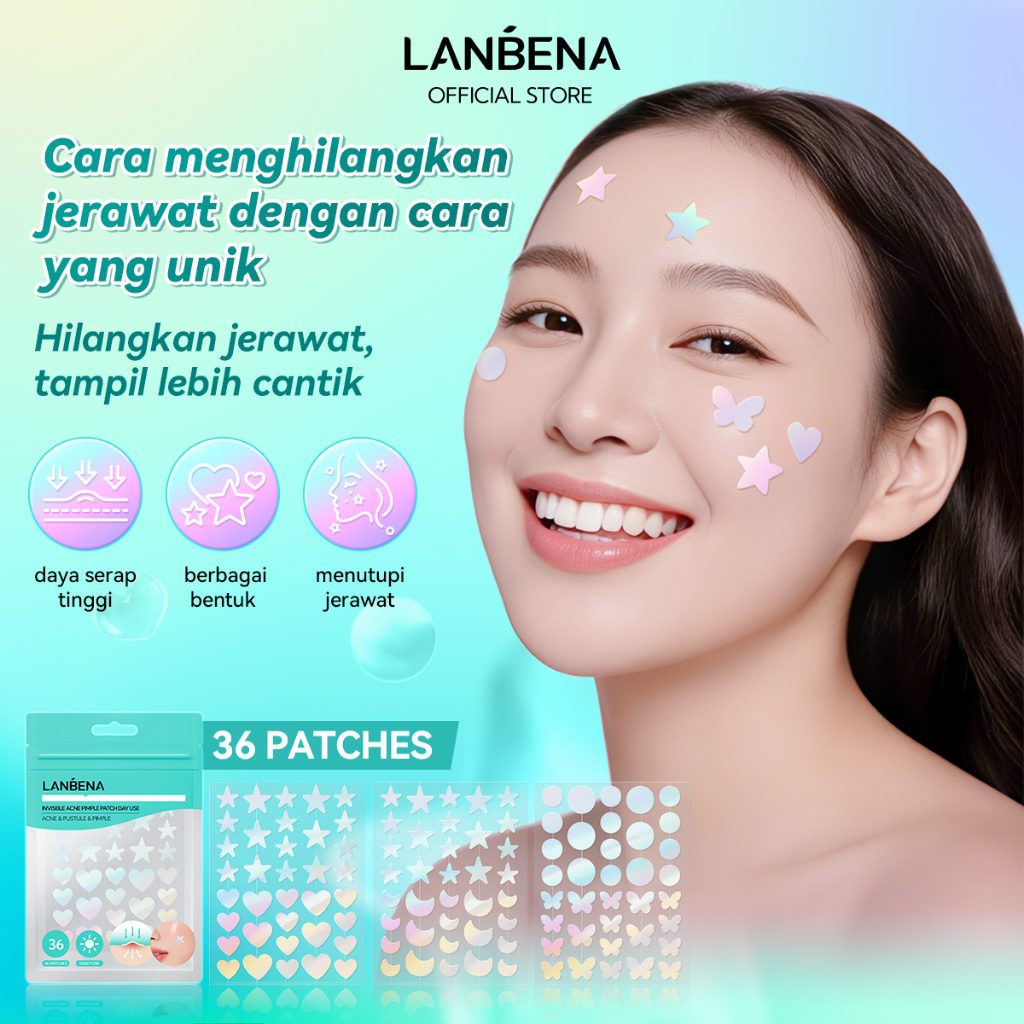 LANBENA Acne Pimple Patch 36Pcs Stikers - Sticker Jerawat Transparan Siang Hari, Perawatan Kulit Jer
