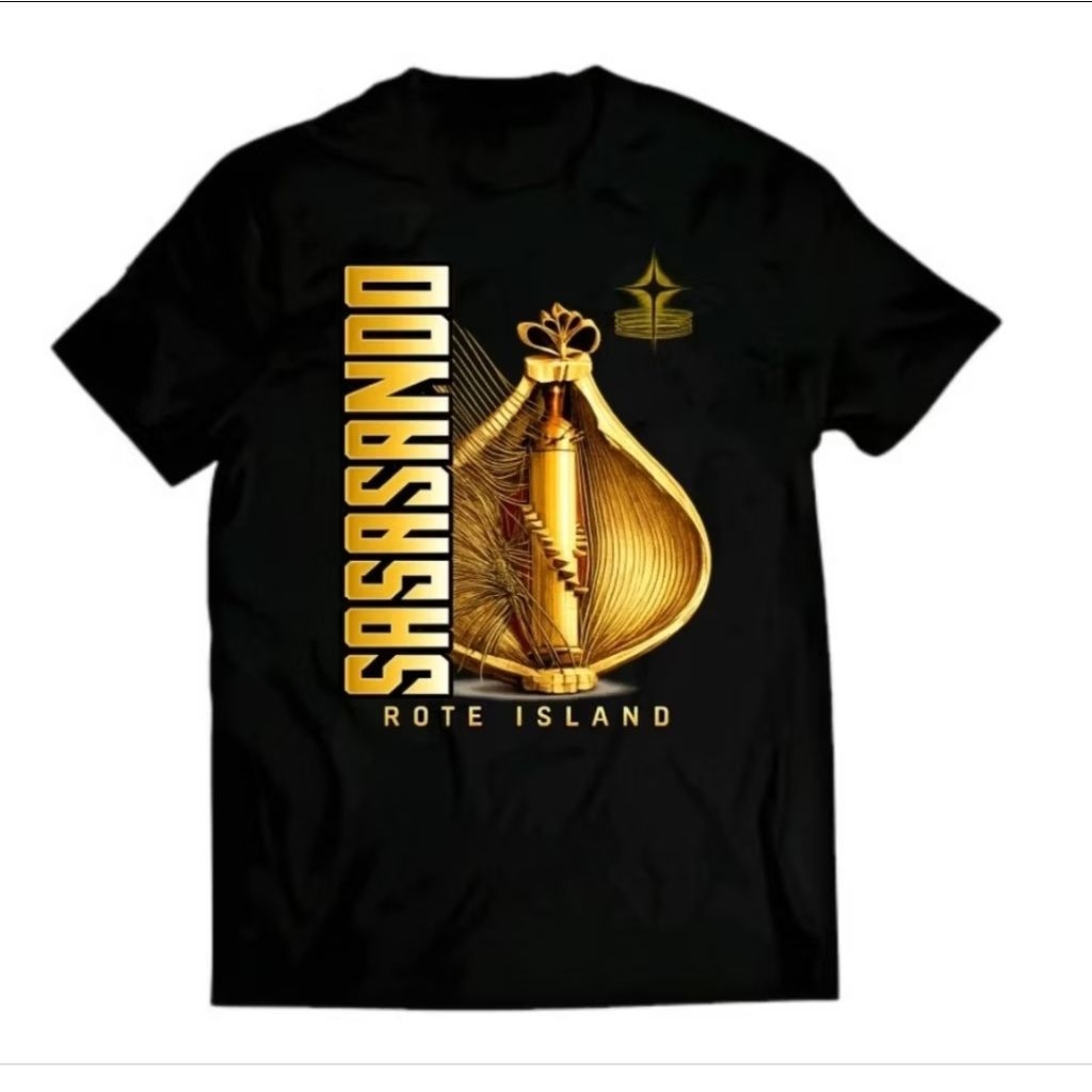 KAOS SASANDO ROTE ISLAND MOTIF GOLD CREAM ALAT MUSIK