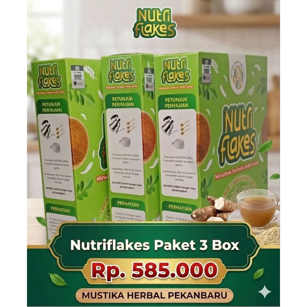 NUTRIFLAKES SEREAL UMBIGARUT UNTUK ASAMLAMBUNG DAN GERD PAKET 3Boks Reguler