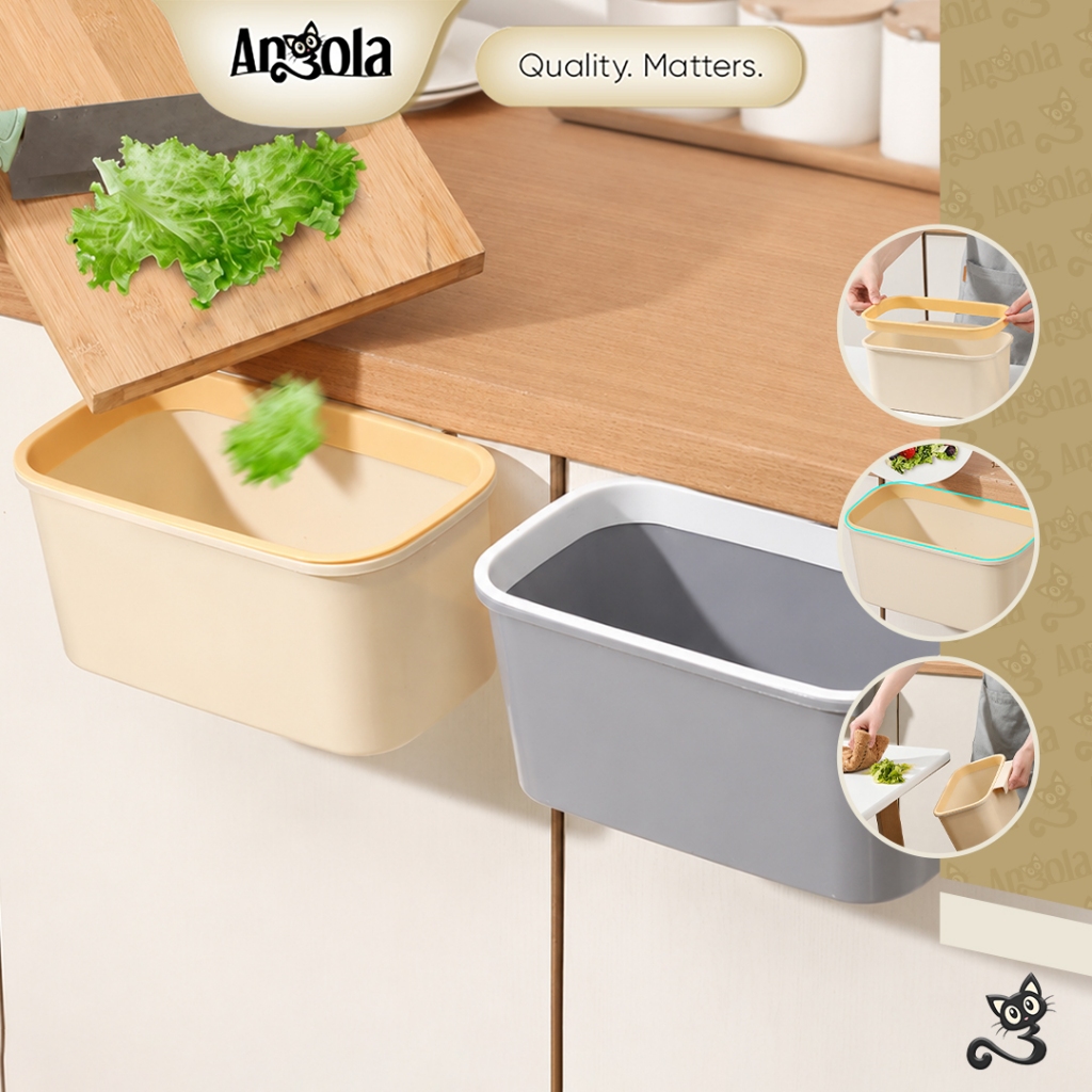 ANGOLA Tempat Sampah Gantung Dapur E96A Tong Sampah Kabinet Ring Pengunci Anti Selip