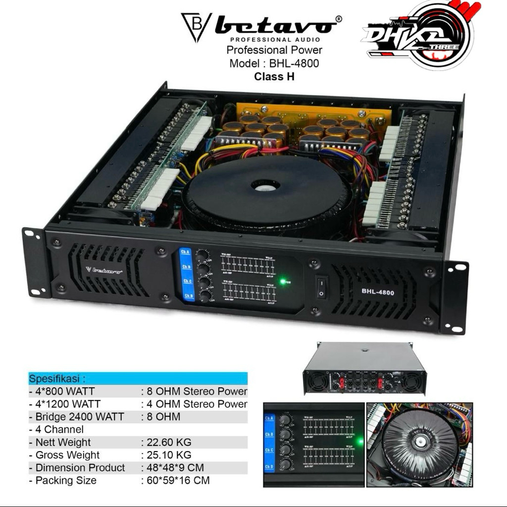 POWER BETAVO BHL-4800 CLASS H 4 Channel / Power Betavo Bhl-4800 4 Channel Class H original / power b