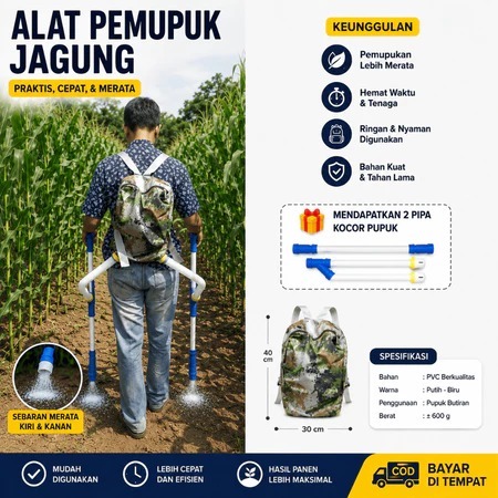 Tas Tabur Pupuk 25Kg Gendong Praktis Alat Penabur Pupuk Sawit Jagung Padi
