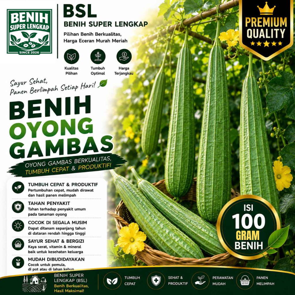 ( 100 Gram ) Benih Biji Oyong | Gambas | Emes | Luffa Acutangula | UKI BIBIT