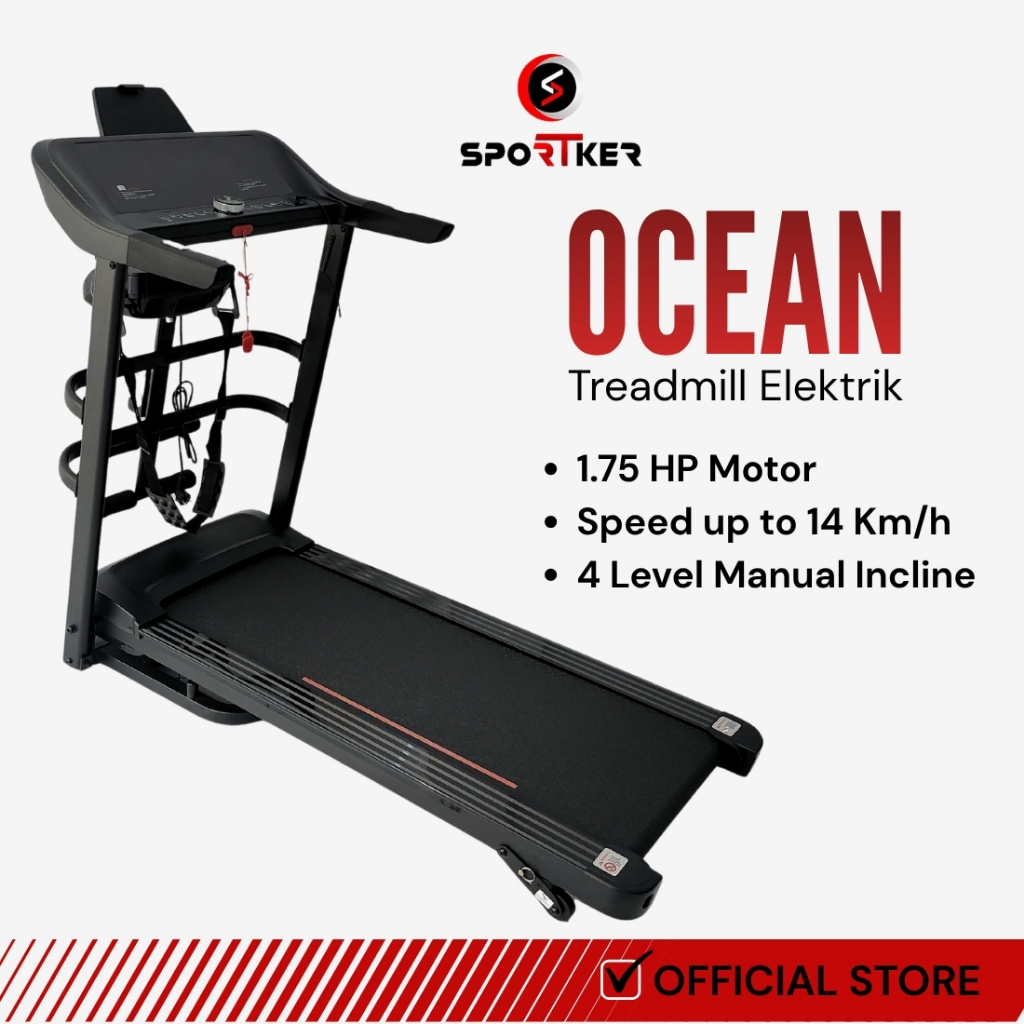 [SPORTKER] Treadmill Elektrik Ocean Alat Olahraga Lari | Alat Olahraga | Alat Fitness | Treadmill | 