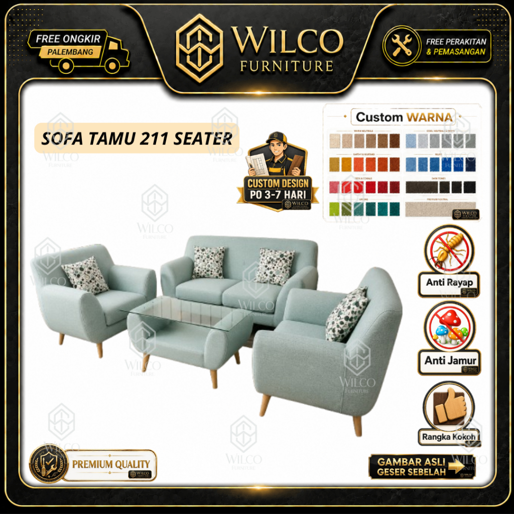 Sofa Tamu 211 Seater | Sofa Tamu Dudukan 211 Mewah Bahan Canvas