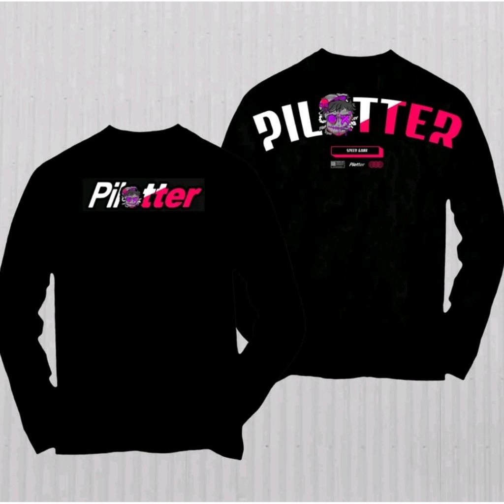Kaos Distro Lengan panjang Pilotter desain simpel T-shirt/unisex
