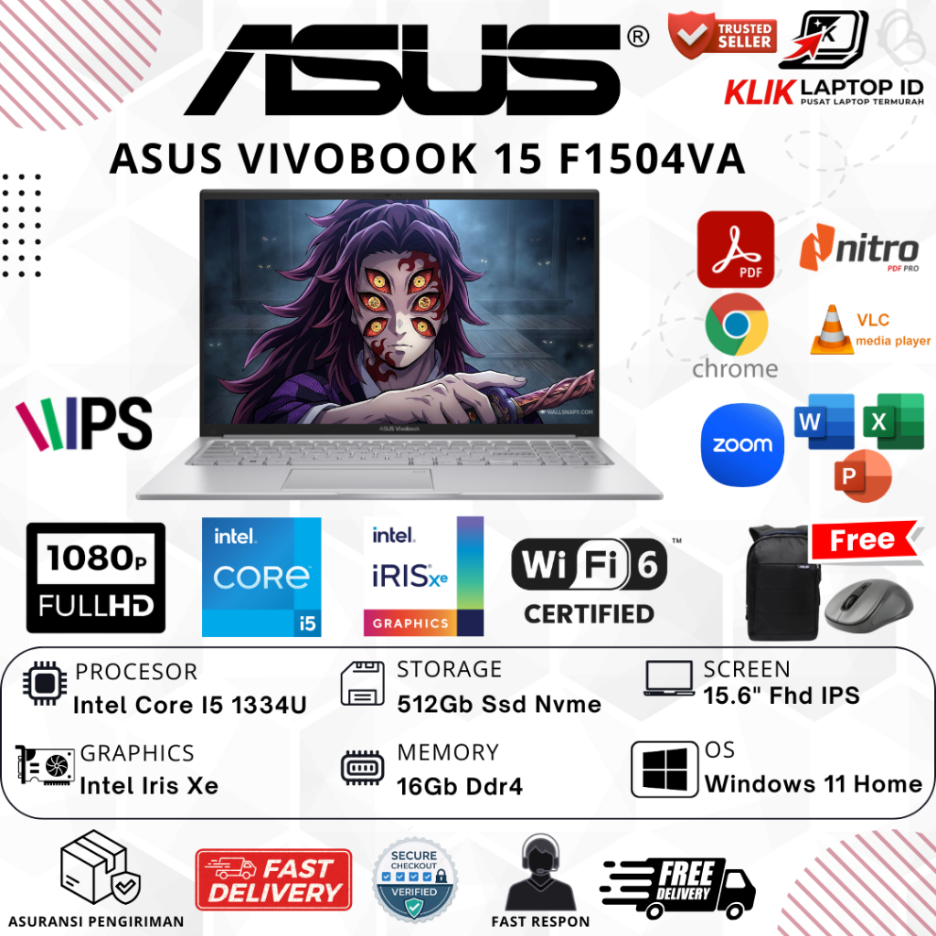 Laptop Asus Vivobook 15 F1504VA i5 1334U 16GB 1TB Win 11 Home Fhd Ips