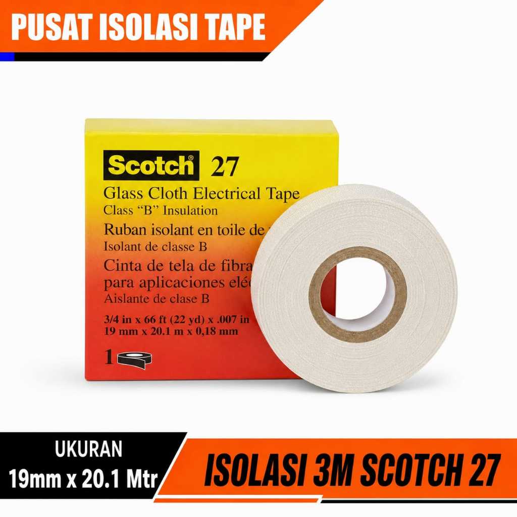 3M Scotch 27 Isolasi Glass Cloth Electrical Tape