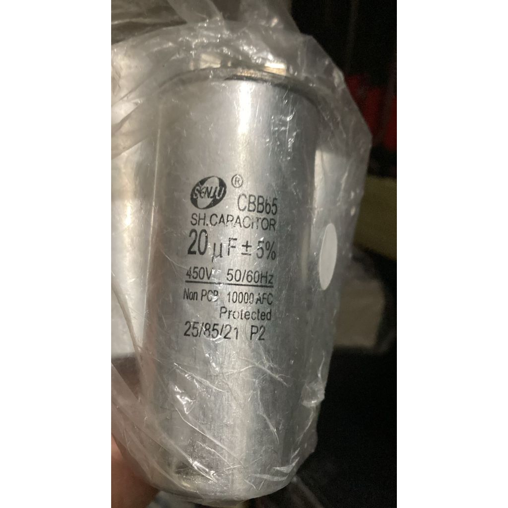 SENJU CBB65, SH Capacitor, 20uF +/- 5%, 450V, 50/60Hz, Non PCB, 10000 AFC Protected, 25/85/21 P2
