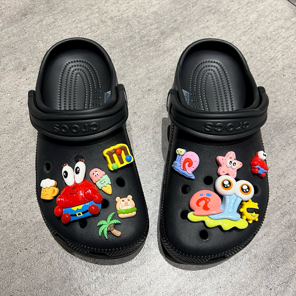 1 Set Aksesoris Sandal Shoes Accessories Shoe Charm Spongebob Patrick Gaby Tuan Crab XT-100