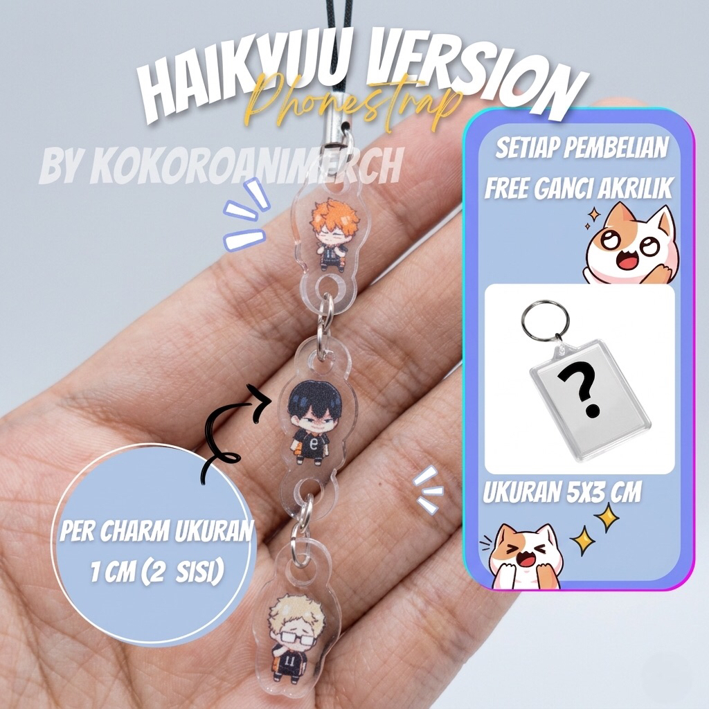 Haikyuu Phone Strap Charm Akrilik | Gantungan HP Anime | Keychain Anime Akrilik
