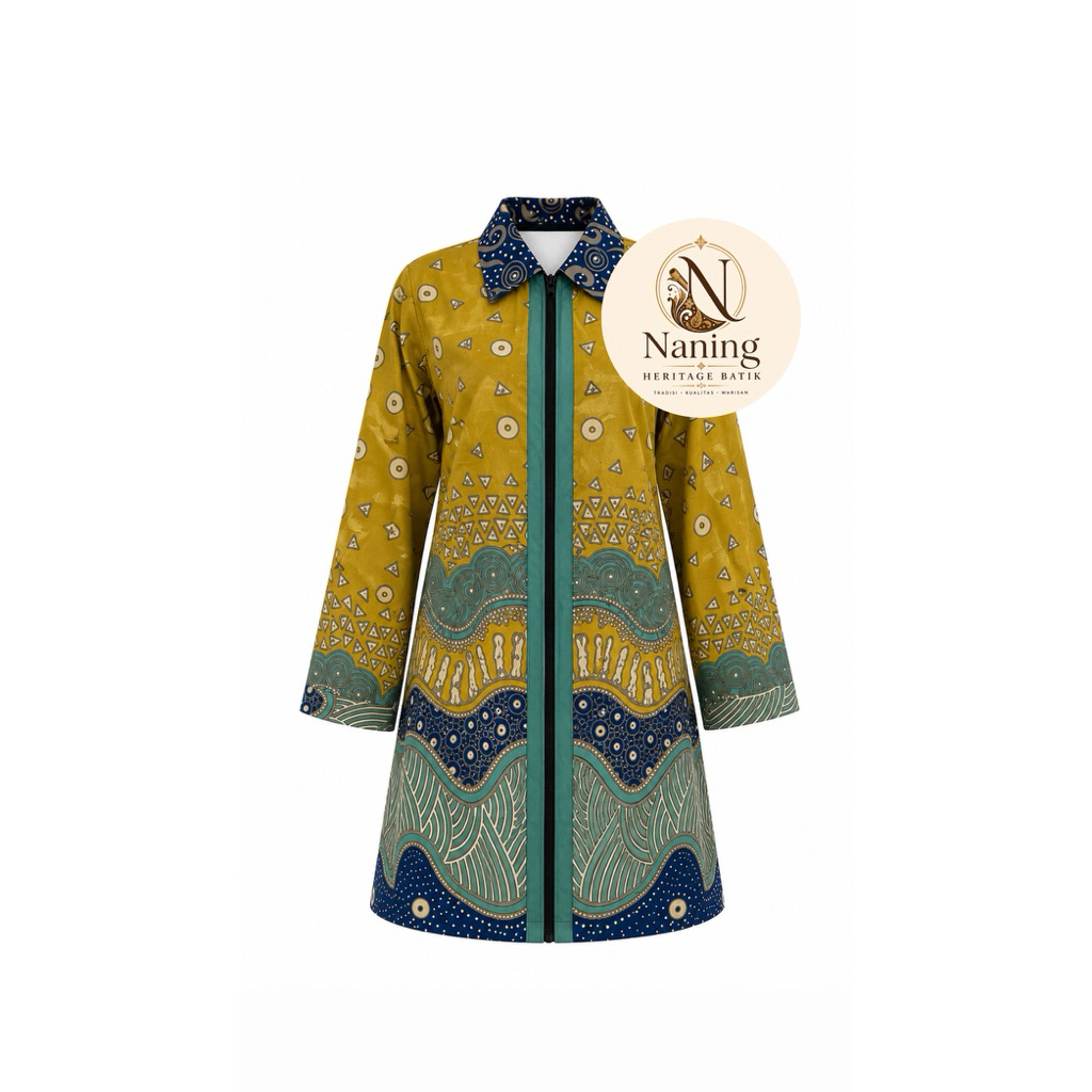 Tunik Batik Wanita Premium | Kuning Mustard Elegan | Batiek Yuk Nanik