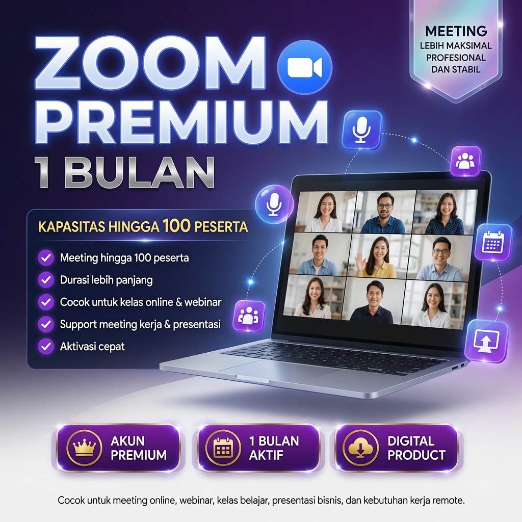 Zoom Premium Pro 1 Bulan FULL GARANSI