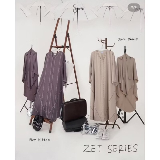 Preloved abaya Zet series by Sofni warna satin sheets(krem)
