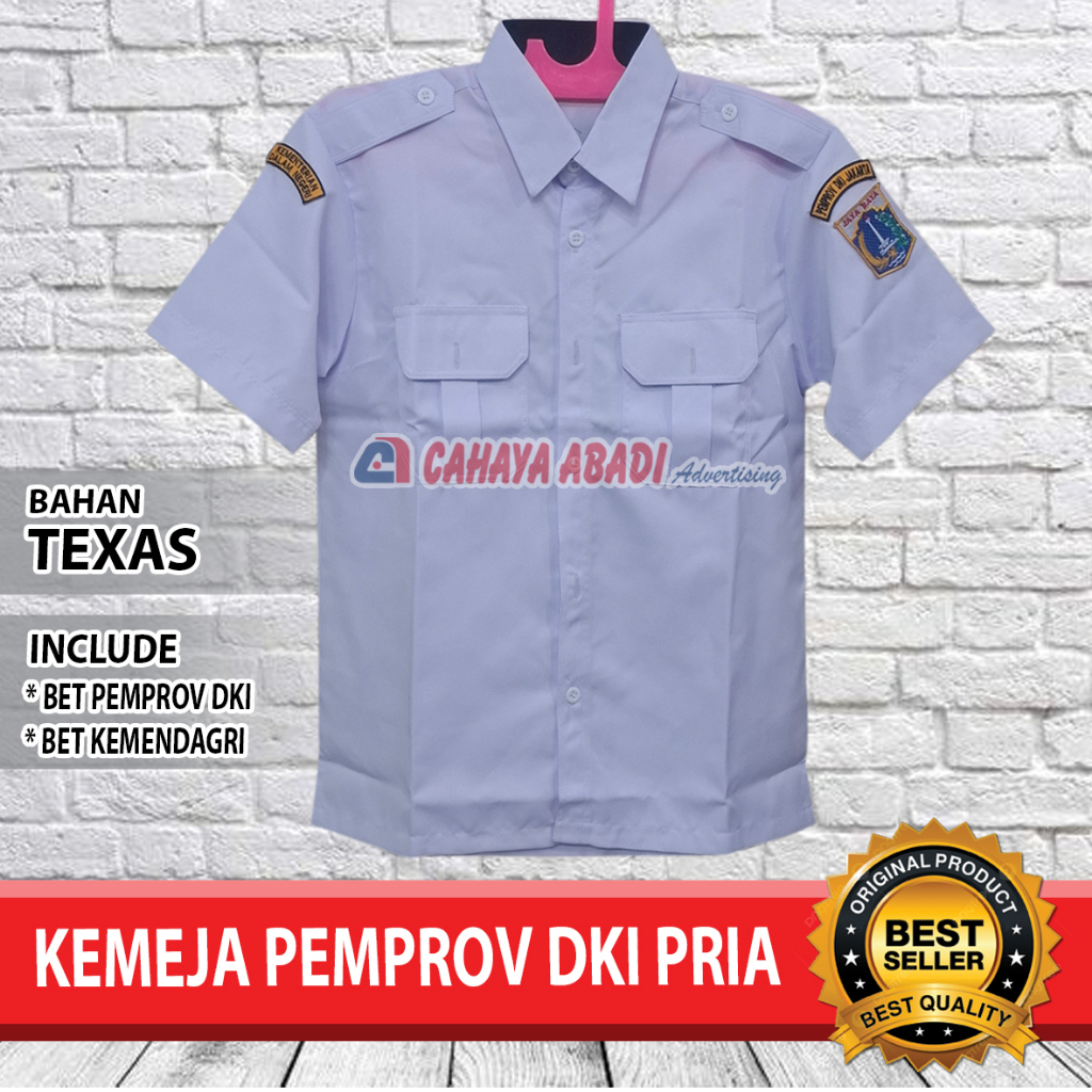 Kemeja Putih PDH PNS DKI Jakarta Seragam Putih PNS PDH DKI Jakarta Baju Putih PDH PNS Pria