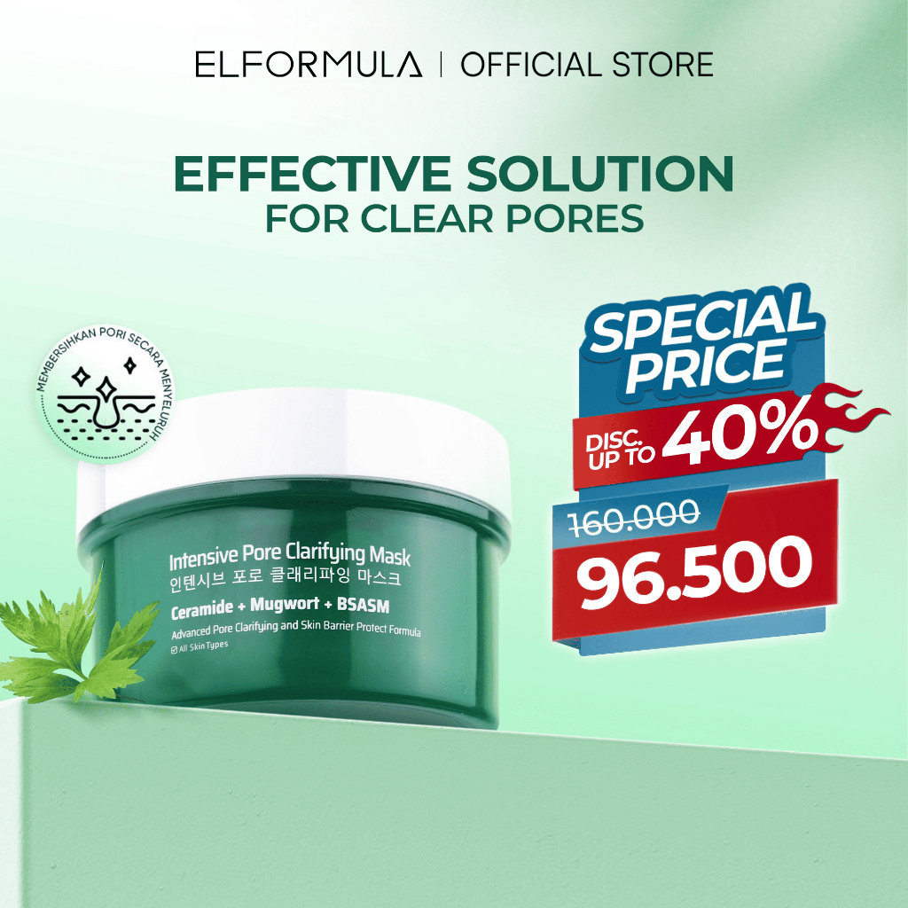 ELFORMULA Intensive Pore Clarifying Mugwort Mask - Clay Mask Mud Mask Acne Pembersih Pori-pori Pores