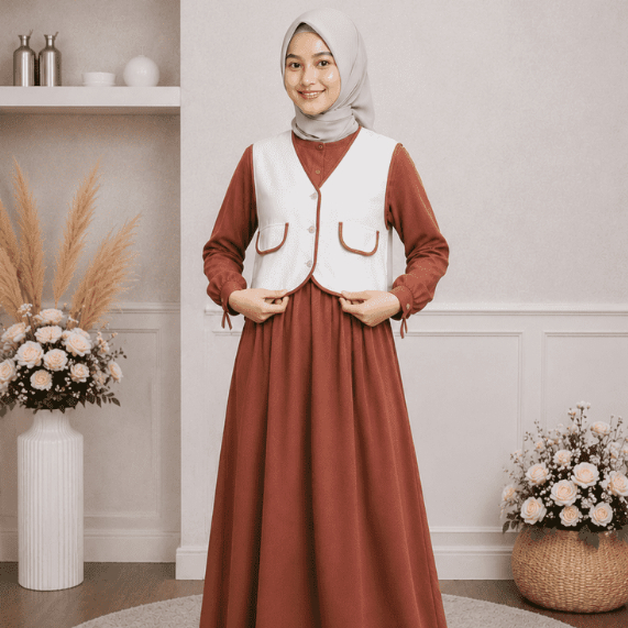 [BEST SELLER] Gamis Muslim Rompi Anak Perempuan Remaja Terbaru usia 8-16 Tahun estimasi Gamis set ro