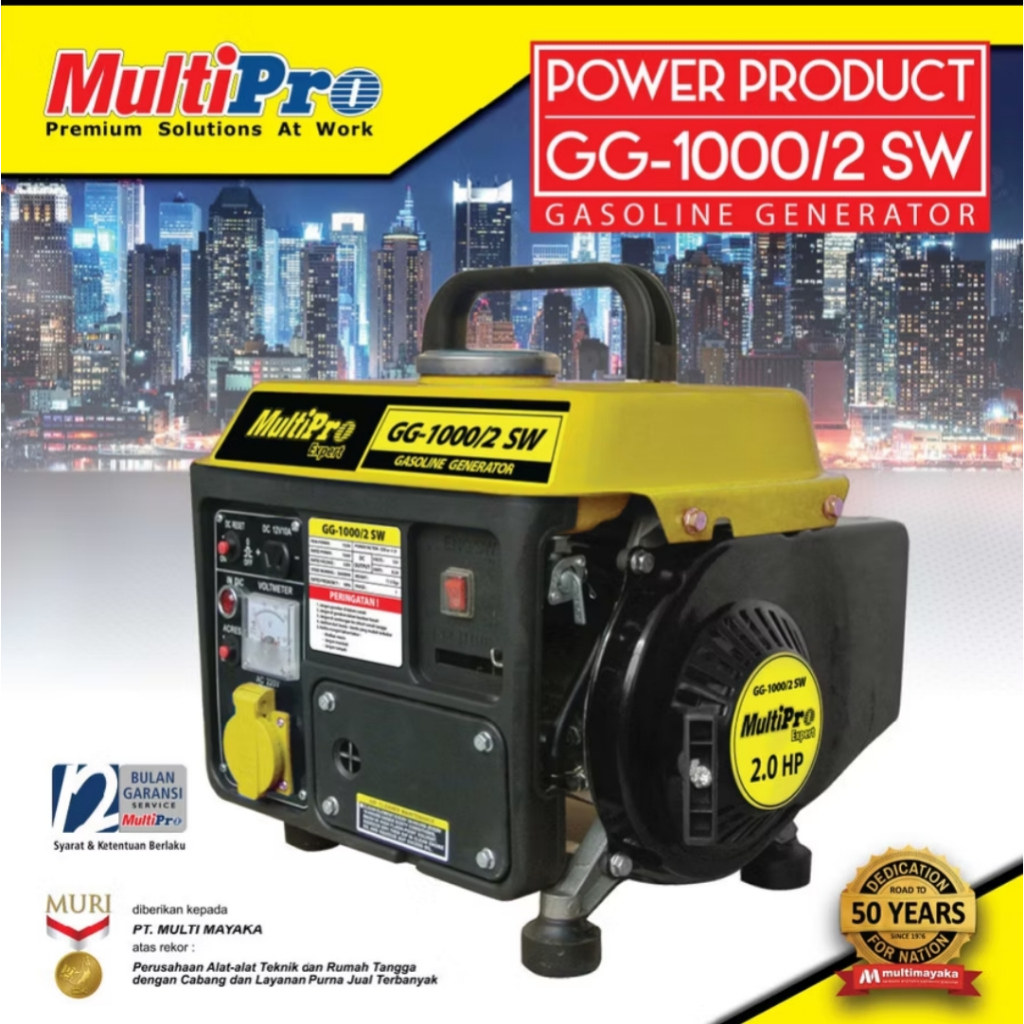 Multipro Mesin Genset listrik 2T Bensin 750Watt - genset GG1000 2Tak