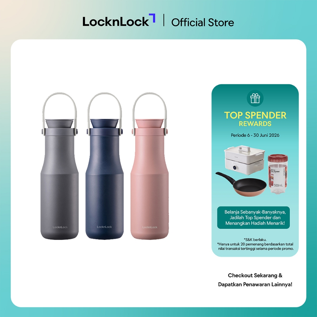 Bình Giữ Nhiệt LocknLock Metro Double LHC4202 470ml - Hitam| Putih, Abu-abu, Biru Navy, Merah Muda