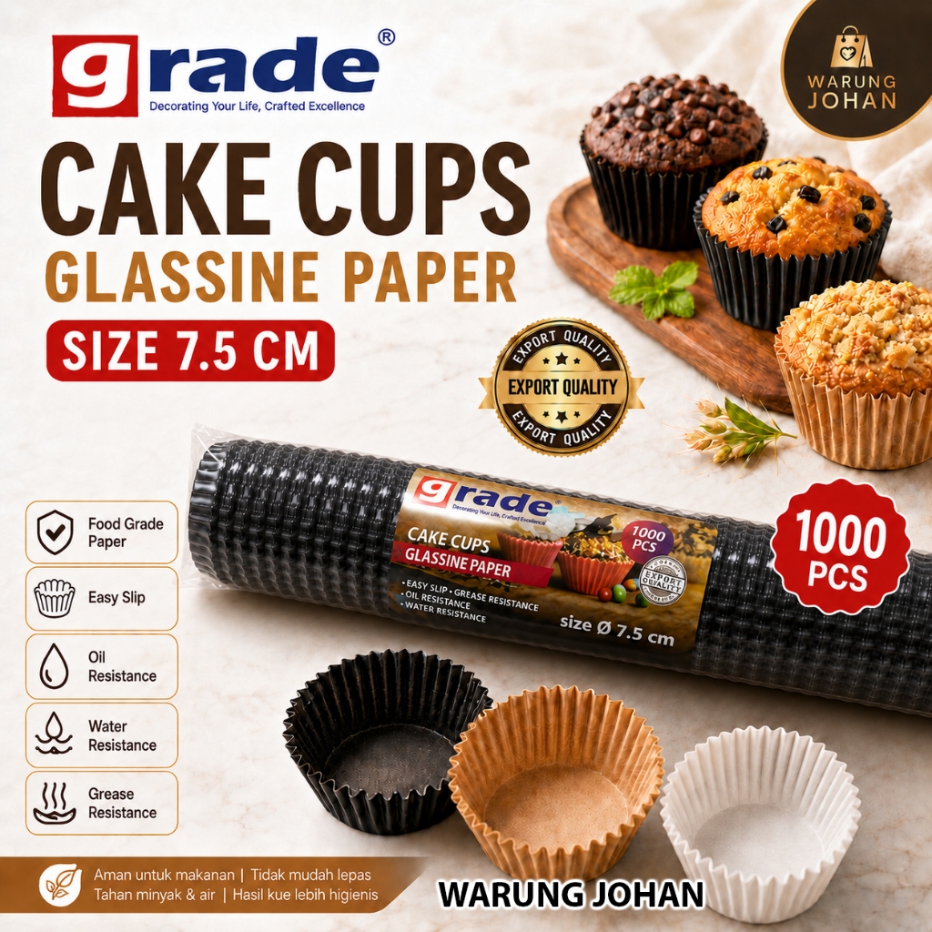 GRADE PAPER Cake Cups 7.5cm, Cake Case 7.5cm / WARUNG JOHAN