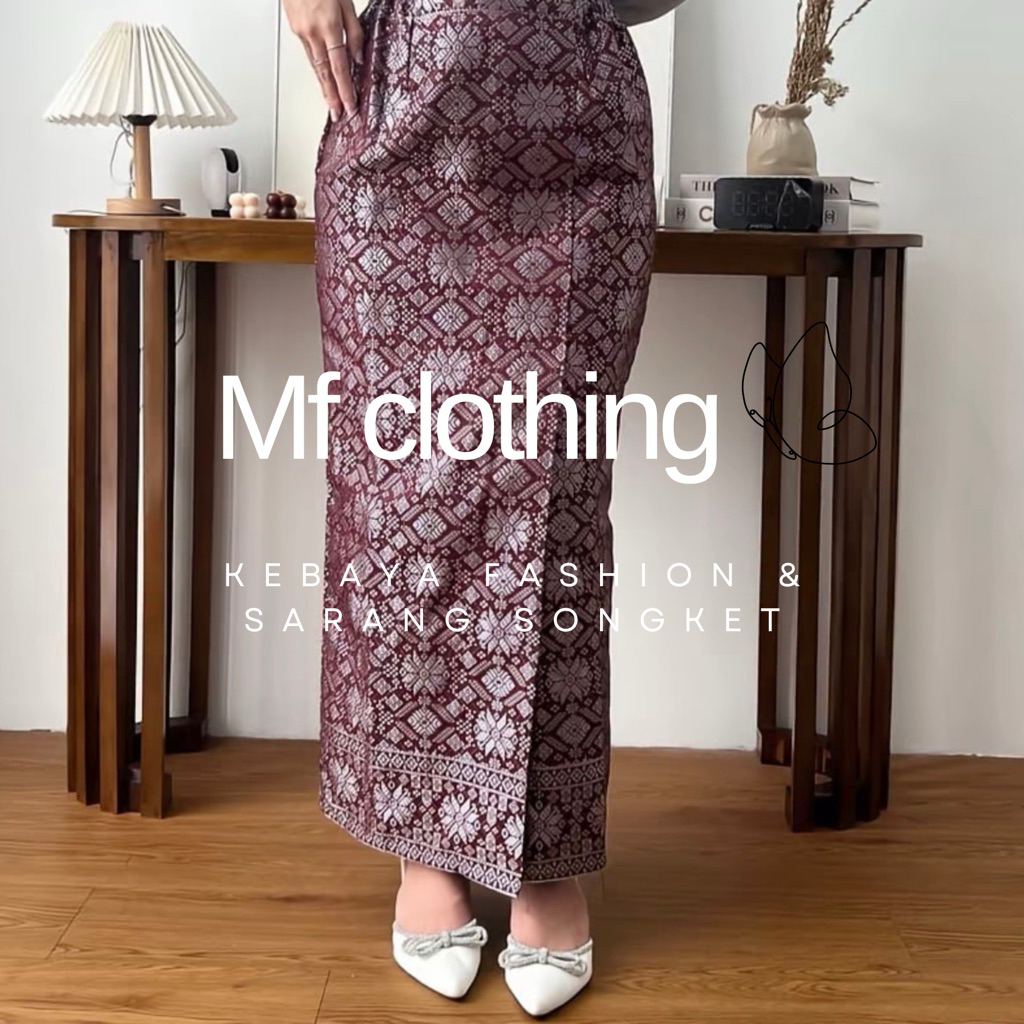 Mf clothing _Rok songket span tinggal pakai || rok songket span resleting belakang  || rok songket s