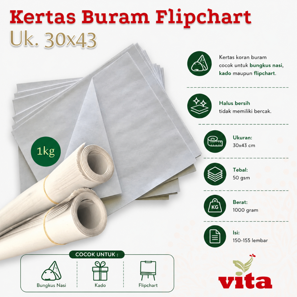 Kertas Buram Tebal Flipchart Untuk Kado Bungkus Nasi