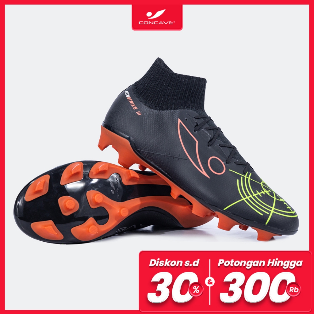 Concave Sepatu Bola Halo Accustrike Precision FG Black Orange Green