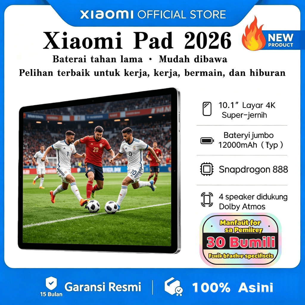 [Buy 1 Get 7 Free] Tablet Xiaomi 5G Snapdragon 888 16GB+1TB | 10.1" 120Hz OLED FullView | Murah Spek